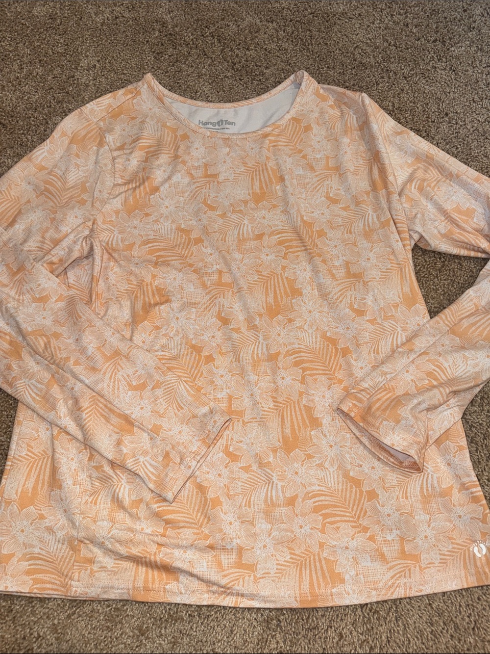 Hang Ten Peach and White Floral Long Sleeve UV protection Top